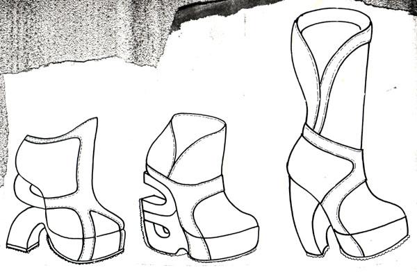 Image of a footwear sketch for Shelleys