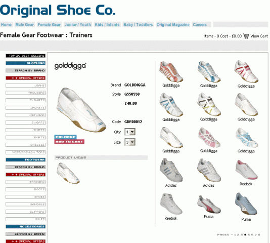 Photo of sports shoe range for sale